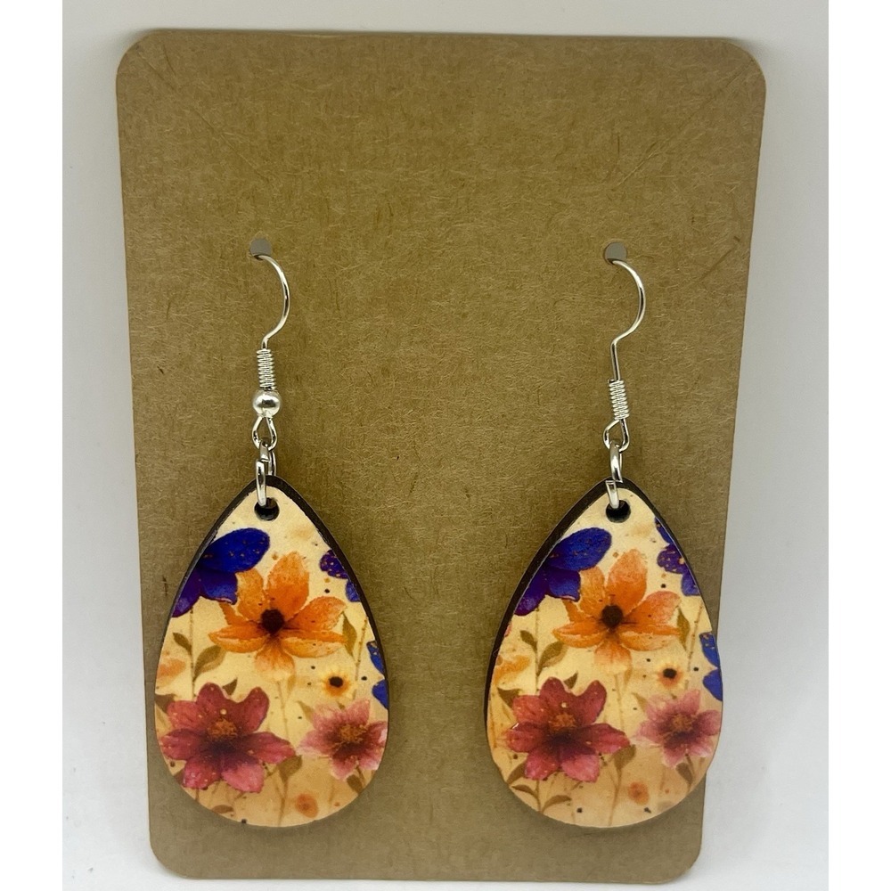 Wildflower Multicolor Earrings Teardrop Dangle 2.5